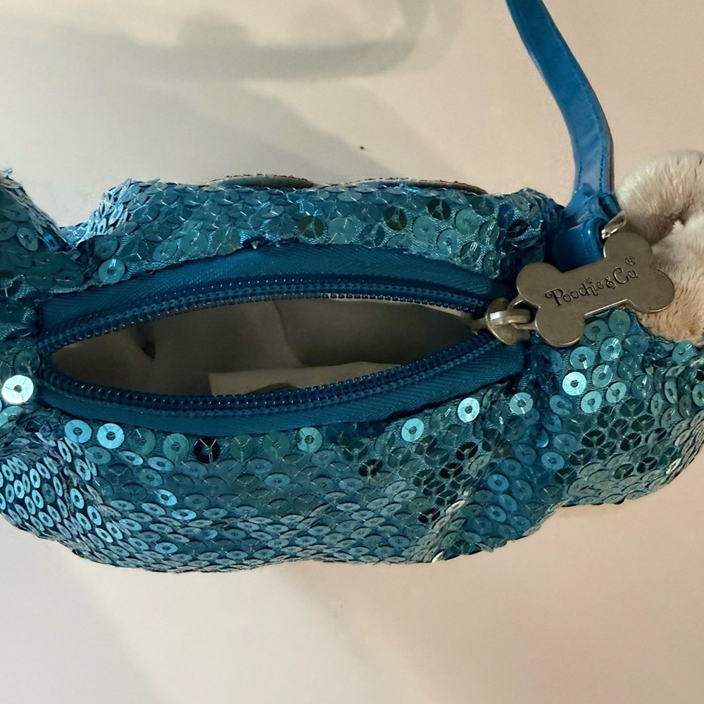 Pug dog purse, sequin and heart shoulder bag handbag- Poochie & Co. - Picture 3 of 7